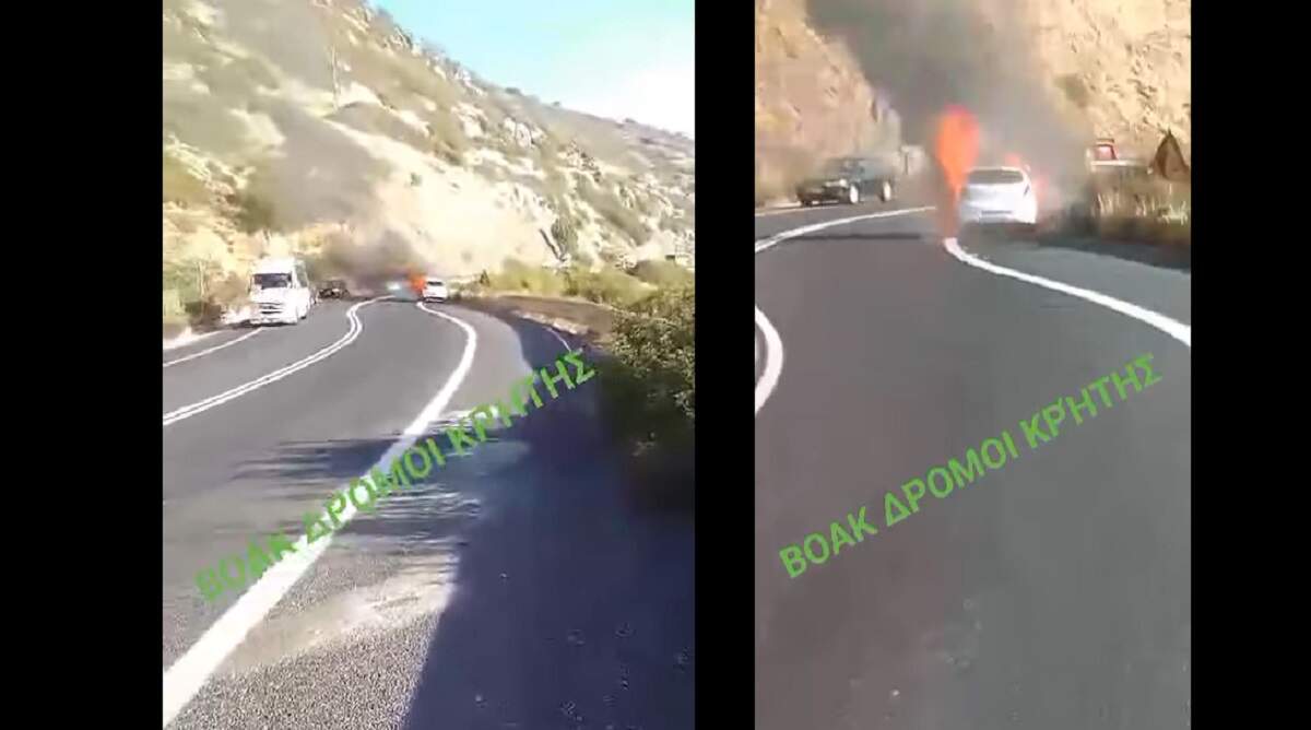 Φωτιά σε αυτοκίνητο στο ΒΟΑΚ στο ύψος της Λυγαριάς