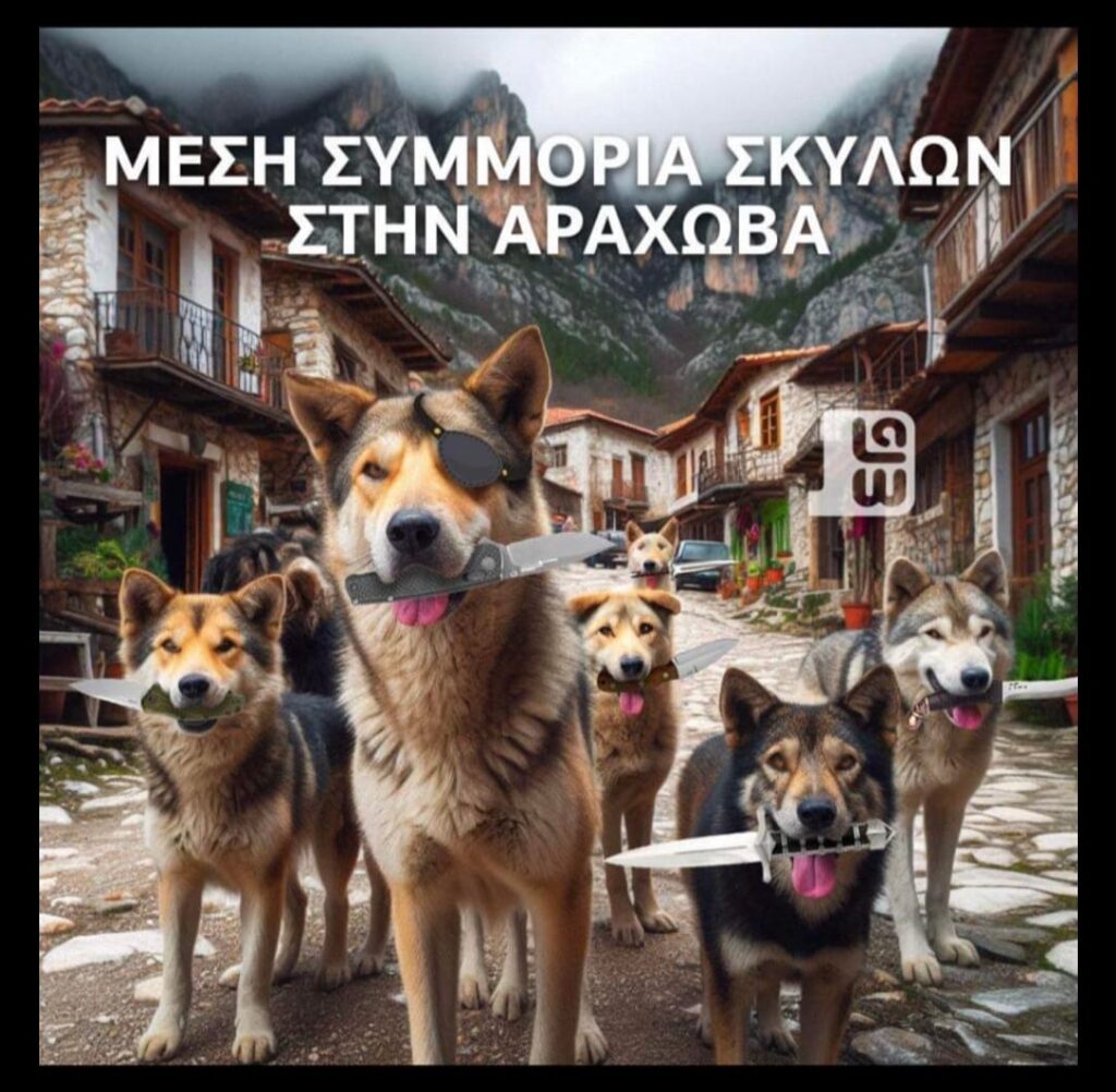 Viral έχει γίνει η … συμμορία των σκύλων στην Αράχωβα